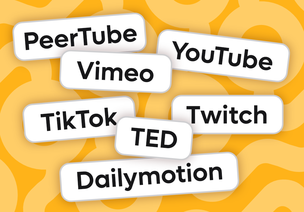 Video search sources including PeerTube illustration