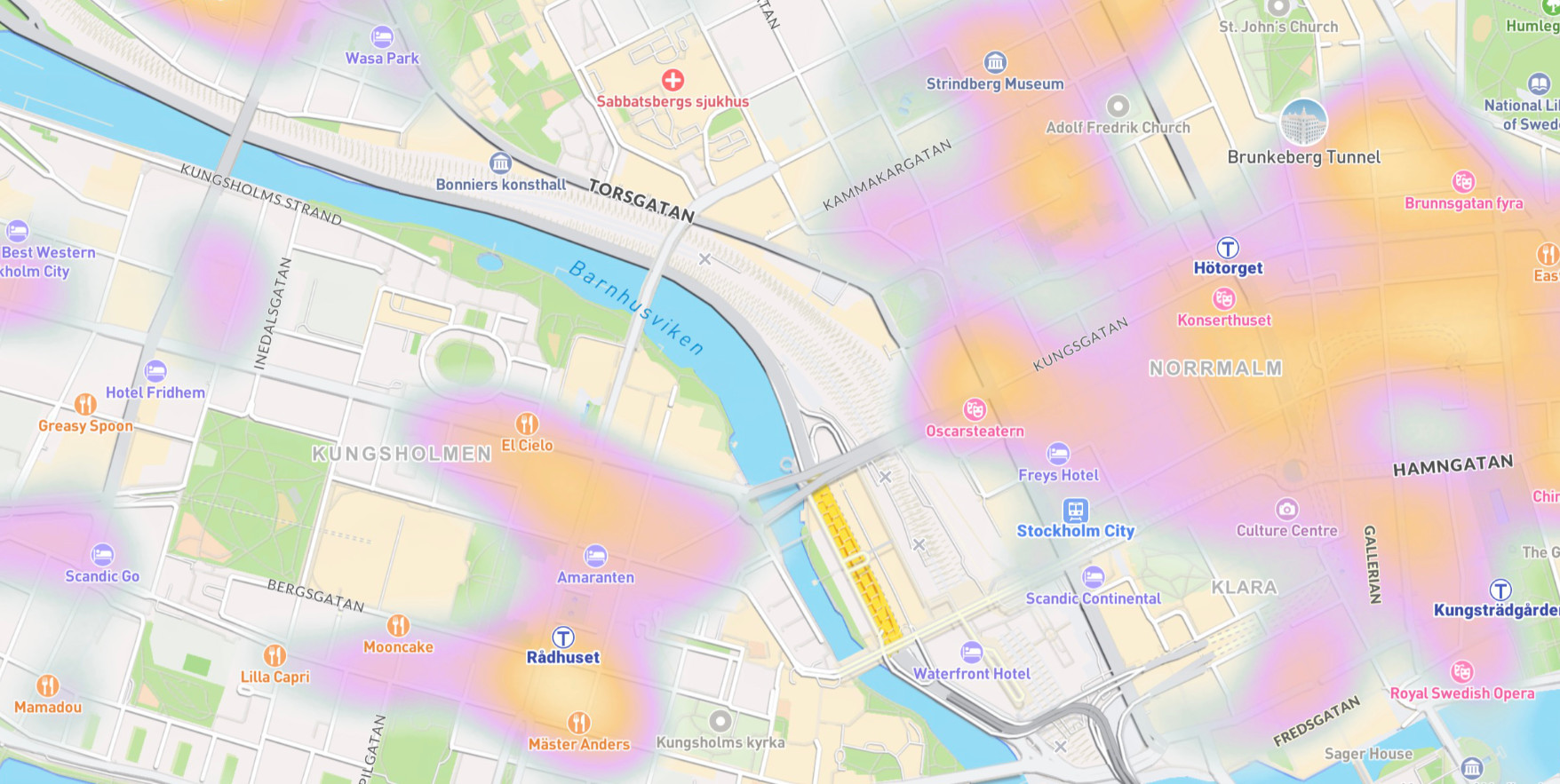 Popular areas on Kagi Maps