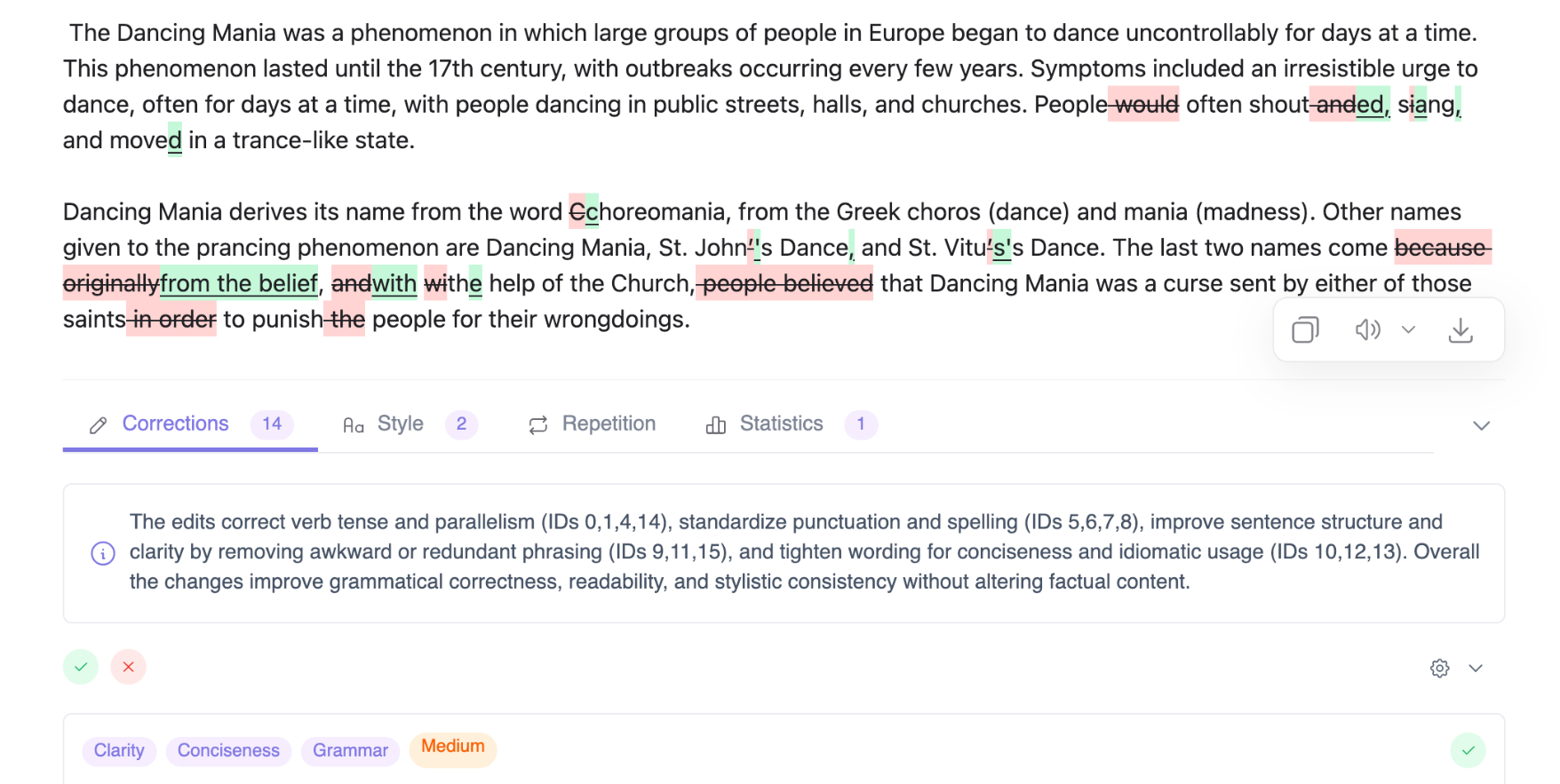Kagi Translate proofread mode